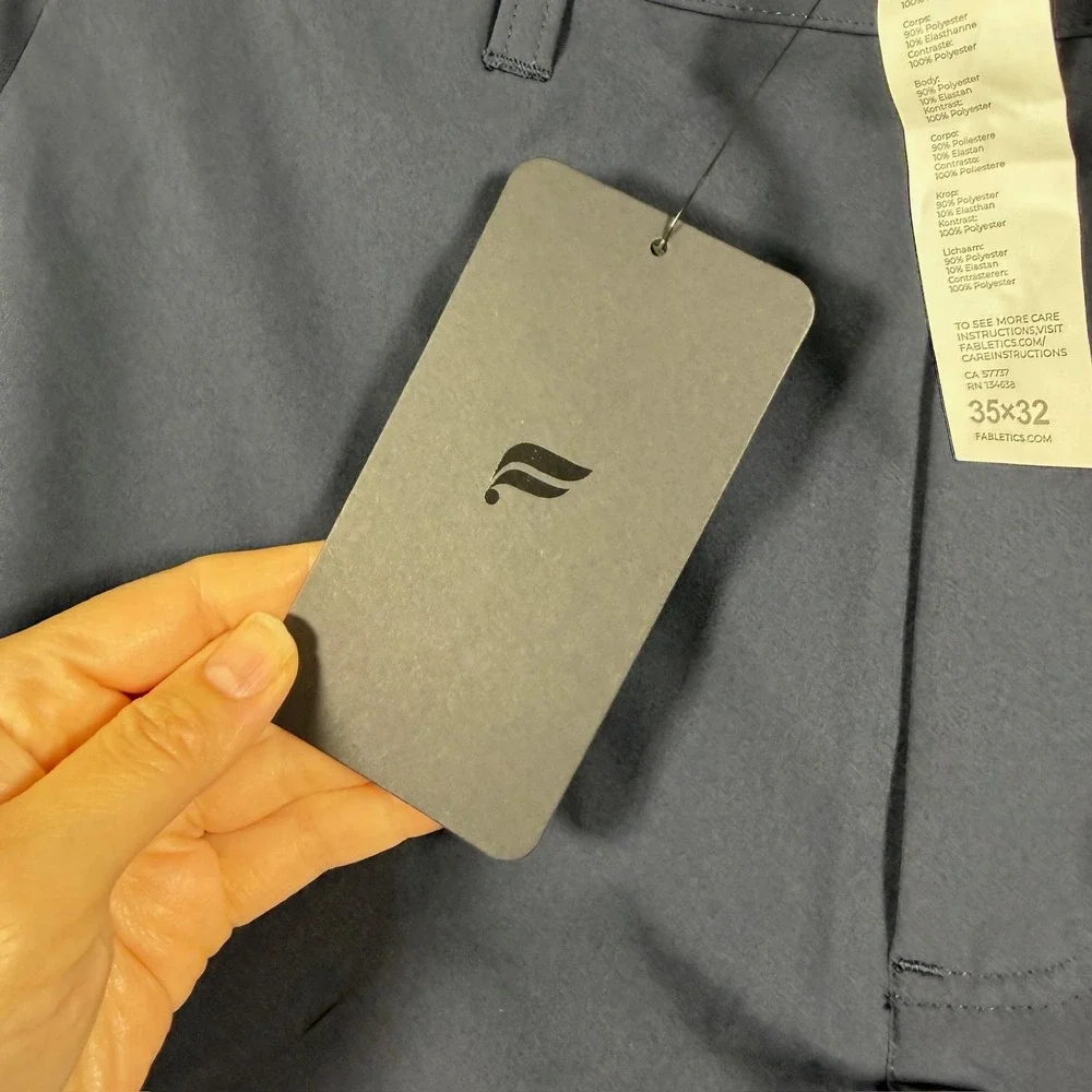 Fabletics The Only Pant Mens 35x32 Navy Blue Chino Stretch‎ Water Resistant NWT